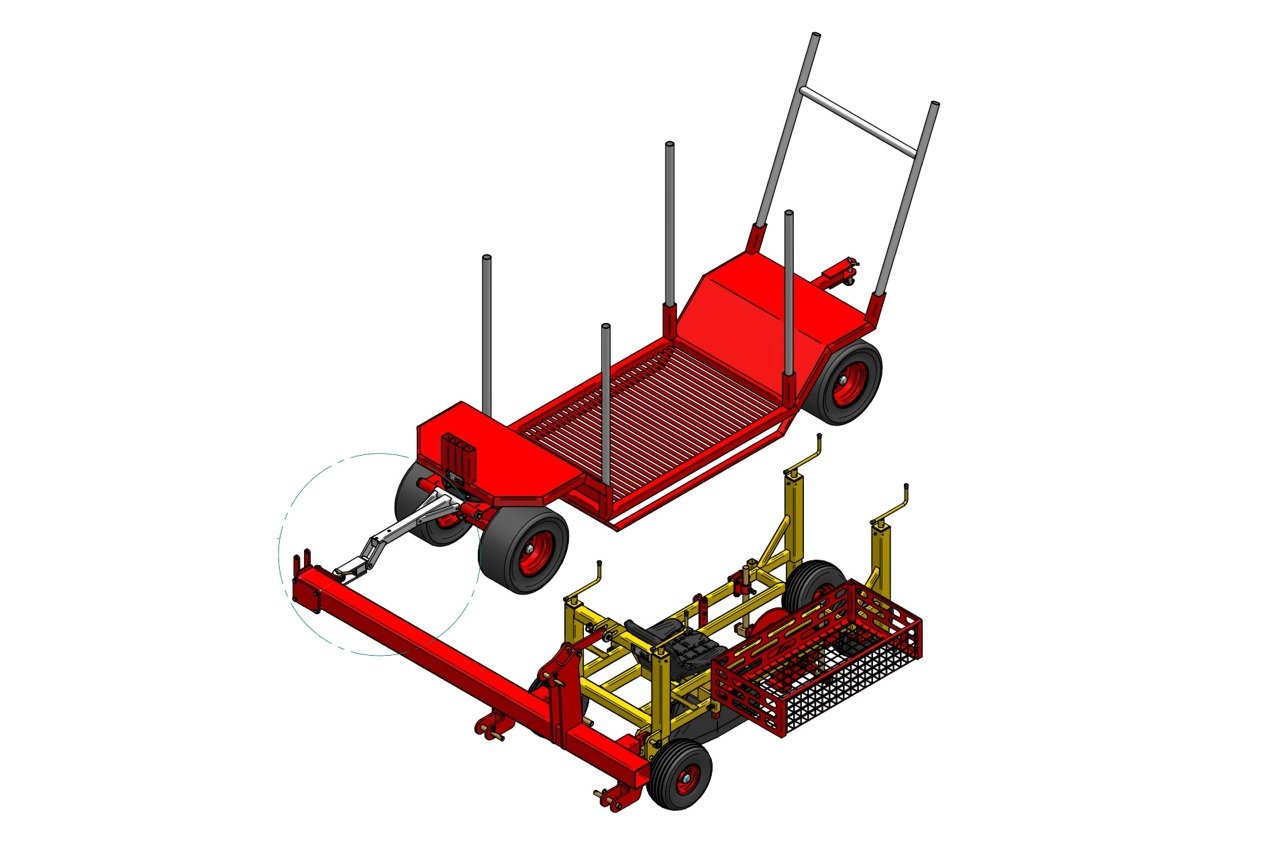 PL-10 s přídavným přepravním vozíkem pro uložení zásoby sazenic